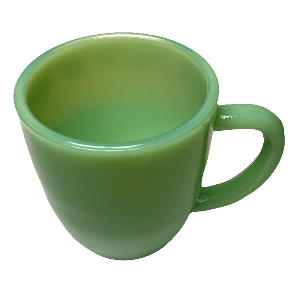 Vintage Jadeite Thick Green Glass Restaurant Ware‎ Coffee Cup Mug Unmarked 4"